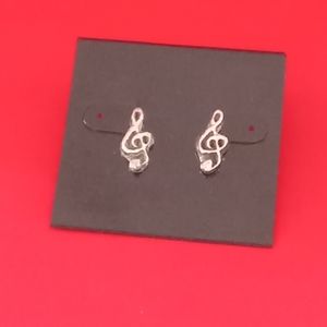 925 Sterling Silver stud G Clef earrings